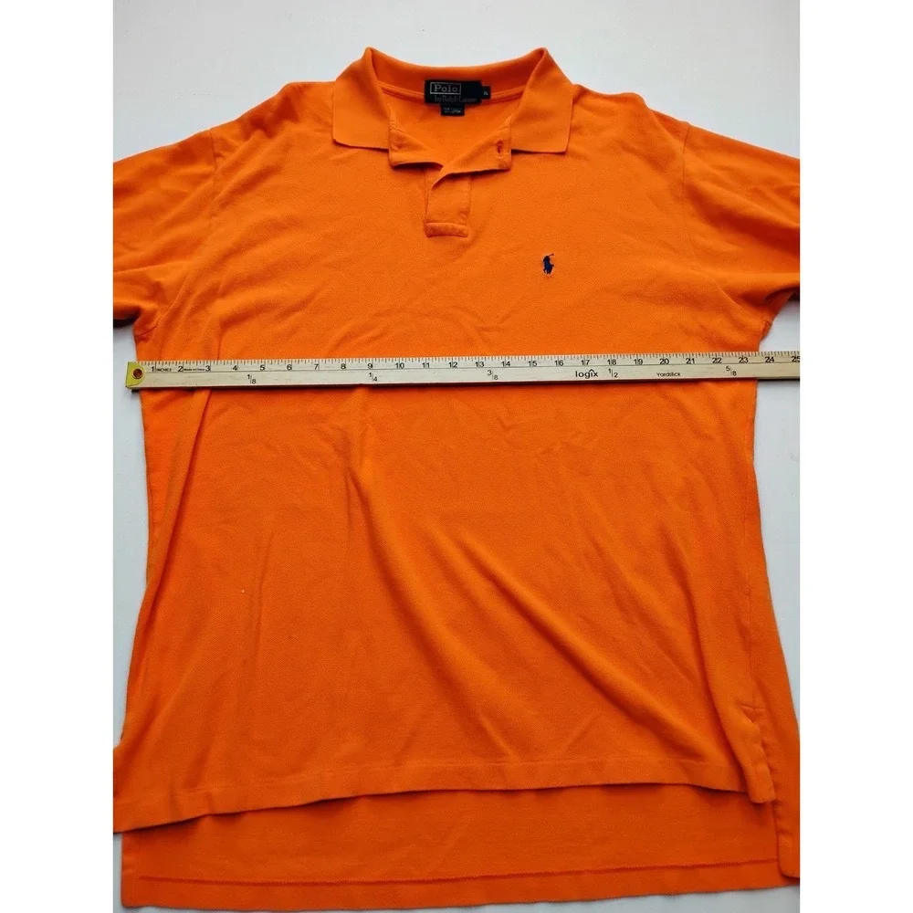 VTG Polo By Ralph Lauren Polo Shirt Mens xL Orange 100% Cotton Pony Logo Classic